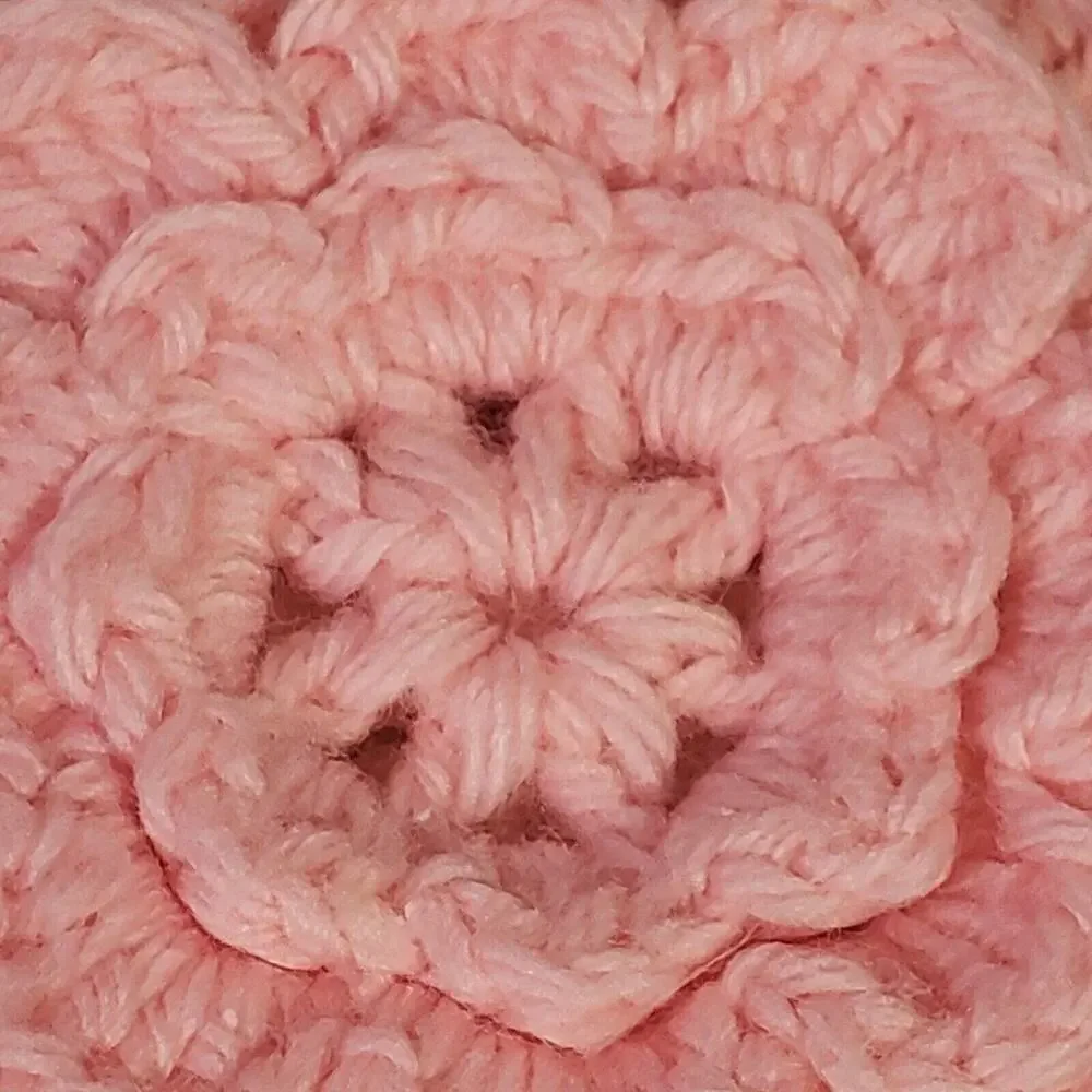 VTG Handmade Crochet 3D Pink Flower Pot holder Trivet Hot Pad Kitchen Decor